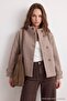 Mink High Collar Asymmetrical Closure Oversize Wool Short Plus Size Coat Twoaw27Dd00011 - 2