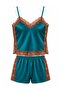 Petrol Plain Satin Woven Pajama Set Thmaw27Pt00250