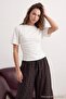 Ecru-Brown 2-Piece Fitted/Fitted Short Sleeve Stretch Knitted T-Shirt Twoss26Ts00319 - 3