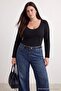 Black Snap Fastener Pool Collar Long Sleeve Soft Fabric Flexible Knitted Body Tbbaw27Cs00016