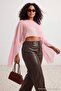 Powder Asymmetric Cut Unlined Chiffon Cape Party Woven Plus Size Blouse Tbbss26Af00313 - 3