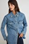 Mavi Yaka Detaylı Oversize Denim Gömlek Ceket TWOAW27CE00114 - 3