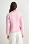 Light Pink Premium Pleated Peplum Crew Neck Low Sleeve Interlock Knitted Sweatshirt Twoaw27Sw00132 - 4