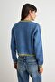 Blue Soft Textured Crop Color Block Knitwear Cardigan Twoaw27Hi00211 - 4