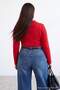 Red Polo Collar Zipper Knitted Large Size Body Tbbaw27Cs00025 - 4