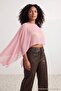 Powder Asymmetric Cut Unlined Chiffon Cape Party Woven Plus Size Blouse Tbbss26Af00313 - 2