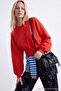 Dark Red Thick Non-Embroidered Regular Fit Cropped Length Knitted Sweatshirt Twoaw27Sw00047 - 4