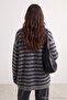 Anthracite Striped Oversize Hijab Knitwear Cardigantctaw27Th00007 - 5