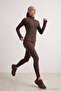Brown-Multicolor Brushed Soft Fabric Leopard Patterned Füzo Full Length Yoga Knitted Sports Leggings Thmaw25Ty00009 - 4