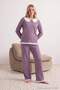 Lila Brode and Collar Detailed Striped Knitted Pajama Set Thmaw27Pt00149 - 2