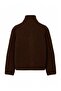 Wardrobe Essentials Koyu Kahverengi Fermuarlı Yumuşak Dokulu Geniş Kalıp Triko Hırka TWOAW26HI00049 - 9