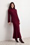 Plum Color Pilling-Resistant Fitted Plain Knitwear Hijab Bottom - Top Set Tctaw27Us00018 - 2