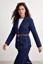 Dark Blue Belt Detailed Blazer Denim Jacket Twoaw27Ce00055 - 4
