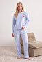 Blue-Multicolor Cotton Blend Striped Cherry Lycra Knitted Pajamas Set Thmaw27Pt00225 - 6