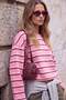 Wardrobe Essentials-Pink Striped Relaxed/Casual Fit 100% Cotton Knitted T-Shirt Twoss26Ts00019
