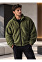 Green Color Plush Stand Collar Jacket