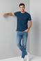 Men's Crew Neck Casual Basic Blue T-Shirt - 5
