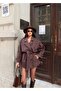 Women's Coat Short Length Buttoned Belted New Season Outerwear - 7