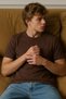 Men's Short Sleeve Comfortable Cotton Coffee T-Shirt - 5