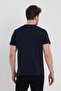 Men's Navy Blue 100% Cotton Slim Fit Crew Neck Short Sleeve T-Shirt - 3