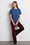 Women's Comfort Fit Basic Indigo Loose T-Shirt - 4