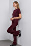 Women's Comfort Fit Basic Burgundy Loose T-Shirt - 4