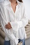 Women's White Ruched and Sleeve Detail Shirt - 3