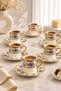 Acar 6-Person Luxury Porcelain Gold Gilded Patterned Coffee Cup Set 100ml
