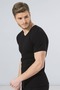 Men's Ribbed V-Neck Undershirt 156/Black Short Sleeve - 3