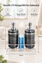 Set of 2 Liquid Soap Dispensers with Stand and Sponge Holder - Silver Color Detail - 2