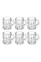 Set of 6 Glass Cups with Handles, 4 cm Diameter × 5 cm Height, 35 ml