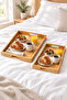 100% Bamboo 2-Piece Tray Set, Large Tray: 38 X 27 X 3 Cm, Small Tray: 35 X 23 X 3 cm