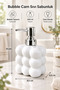 Bubble Glass Liquid Soap Dispenser, 300 ml - White, 9.5X6.5X15 cm - 2