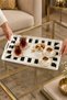 2Pcs Striped Patterned Serving Tray 38X28X3.5 Cm, Black-White and Maroon - 4