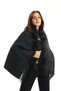 Women's Faux Fur Mango Collar Tassels Sparkling Black Soft Winter Thick Shoulder Shawl - 2