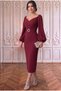 Double-Breasted Collar, Balloon Sleeves, Belted, Buckled Midi Length Evening Dress, Graduation Dress - 2