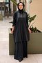 Heddy Wrinkled Fabric Combination Half-Zip Tunic and Trousers Set