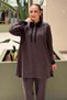 Fuat Gürşen Shirt Collar Half Snap Button Shoulder Beaded Embroidered Tunic Pants Set - 3