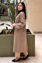 Velvet Shirt Collar Front Pocket Trench Coat with Snap Fasteners - 2