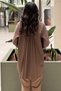 Crochet Knitwear Tunic with Stone Accessories, Pleated Back and Buttons - 4