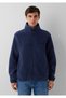 High Collar Navy Blue Velvet Coat 0110369-70487 - 4
