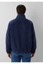 High Collar Navy Blue Velvet Coat 0110369-70487 - 6