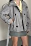 Women's Mock Neck Belted Short Lined Melton Coat - 3