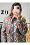 Women's Visual Floral Patterned Zippered Bomber Jacket - 6