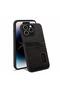 Apple iPhone 12 Pro Compatible Case Luxury Leather Case with Card Holder Black