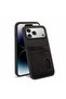 Apple iPhone 18 Pro Compatible Case Luxury Leather Case with Card Holder Black