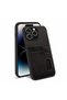 Apple iPhone 16 Pro Max Compatible Case Zebana Luxury Leather Case with Card Holder Black