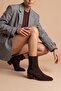 Women's Pointed Toe Cowboy Thick Heeled Double Elastic Chelsea Casual Heeled Boots Ropes Brown Suede S - 2