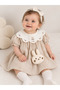 100% Cotton Lininged Beige Dress Set with Accessory Bag