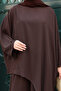 Women's Linda Fabric Asymmetrical Tunic Wide Leg Pants Oversize Hijab Suit 1231 Bitter Brown - 2